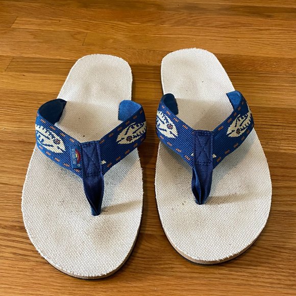 Rainbow Sandals - Single Layer Hemp with a Nylon Fish Pattern Strap - Men's XXL - Picture 1 of 3